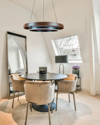 Ring Chandelier Wooden Integrated LED Adjustable Height