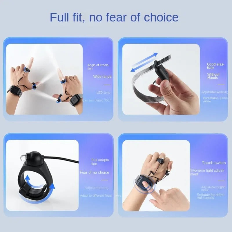 Ring Flashlight Hands-Free Rechargeable Focused Beam