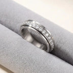 Ring Rotating Zirconia Band Hypoallergenic Titanium Steel