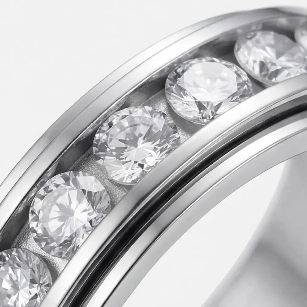 Ring Rotating Zirconia Band Hypoallergenic Titanium Steel