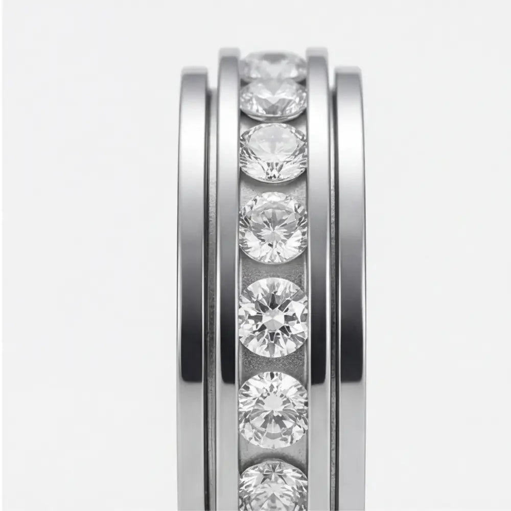 Ring Rotating Zirconia Band Hypoallergenic Titanium Steel