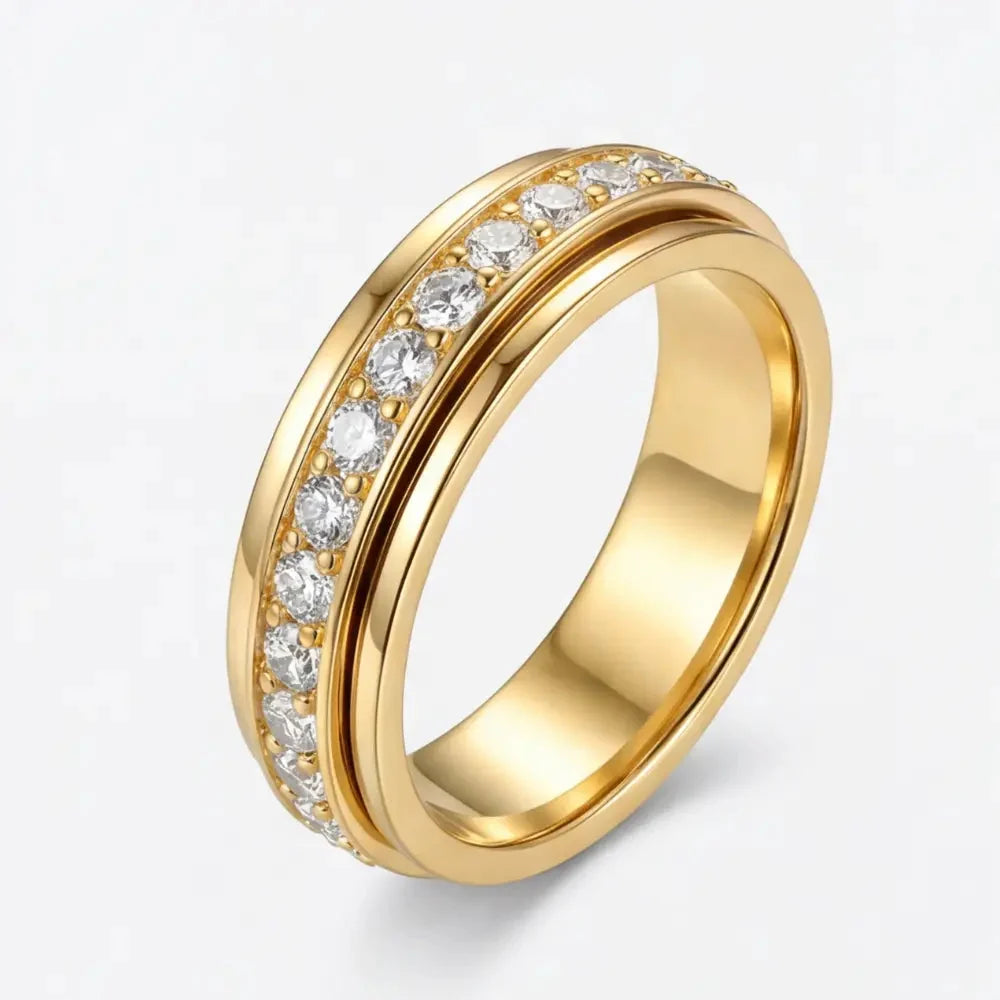 Ring Rotating Zirconia Band Hypoallergenic Titanium Steel