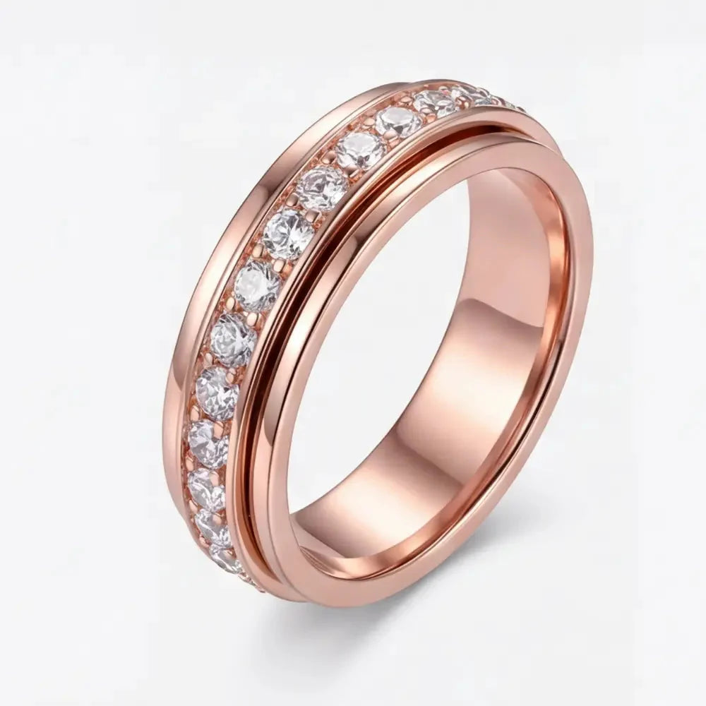 Ring Rotating Zirconia Band Hypoallergenic Titanium Steel