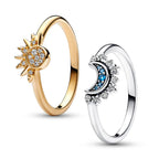 Ring Set Sun & Moon Adjustable Sterling Silver