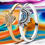 Ring Set Sun & Moon Adjustable Sterling Silver