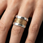 Ring Sterling Silver Two-Tone Gold Accents
