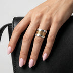 Ring Sterling Silver Two-Tone Gold Accents