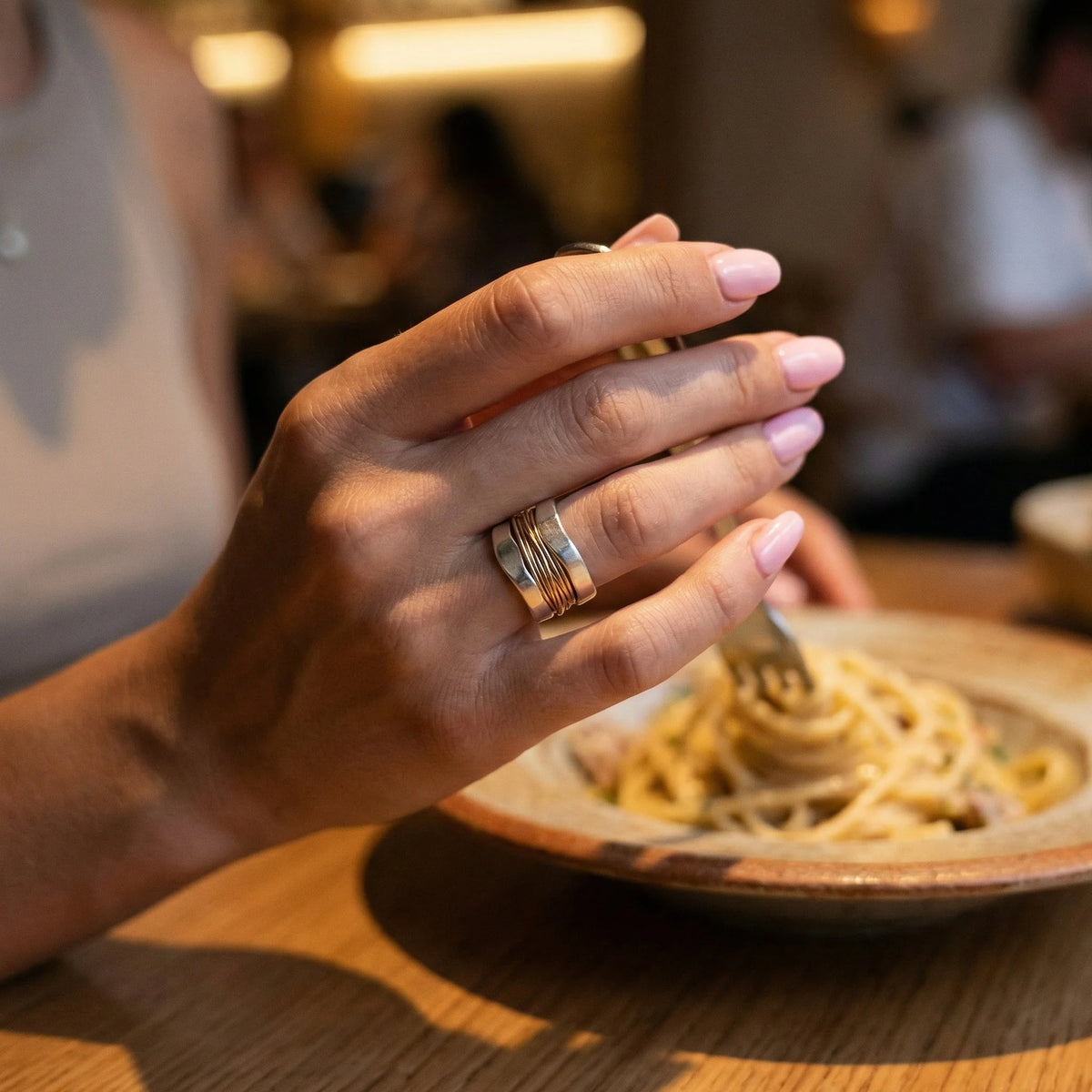 Ring Sterling Silver Two-Tone Gold Accents