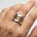 Ring Sterling Silver Two-Tone Gold Accents