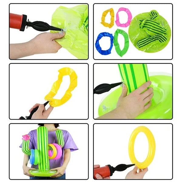 Ring Toss Game Inflatable Cactus Includes Six Rings