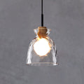 Rippled Glass & Wood Pendant Light
