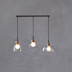 Rippled Glass & Wood Pendant Light