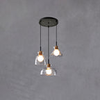 Rippled Glass & Wood Pendant Light