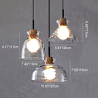 Rippled Glass & Wood Pendant Light