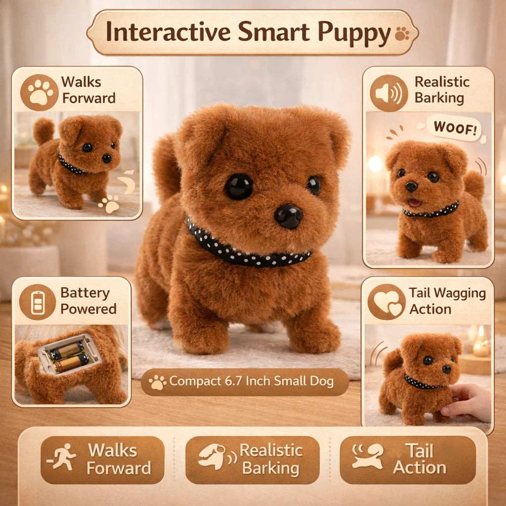 Robot Puppy Toy Walking & Barking Plush Travel Size
