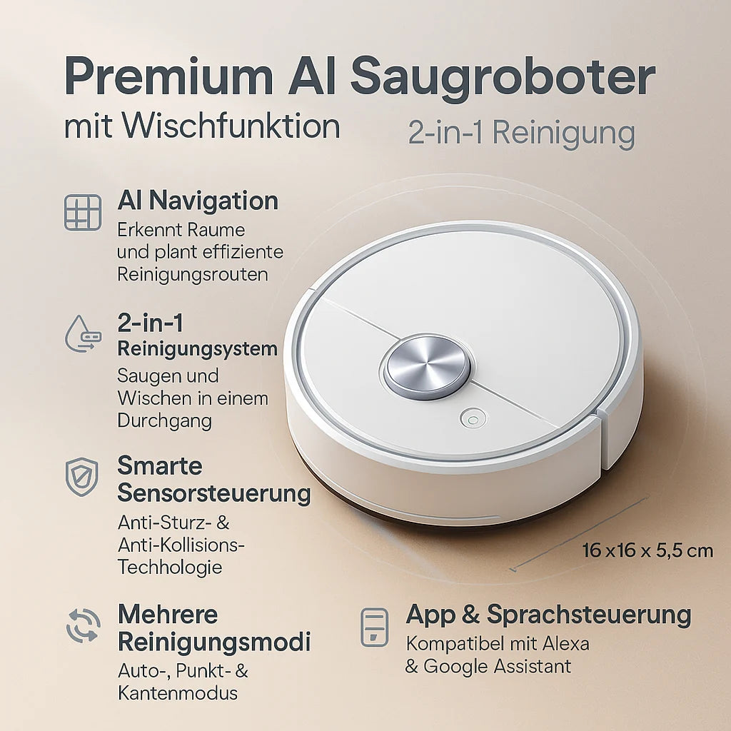 Robot Vacuum Cleaner 2-in-1 Vacuum & Mop Smart Mapping