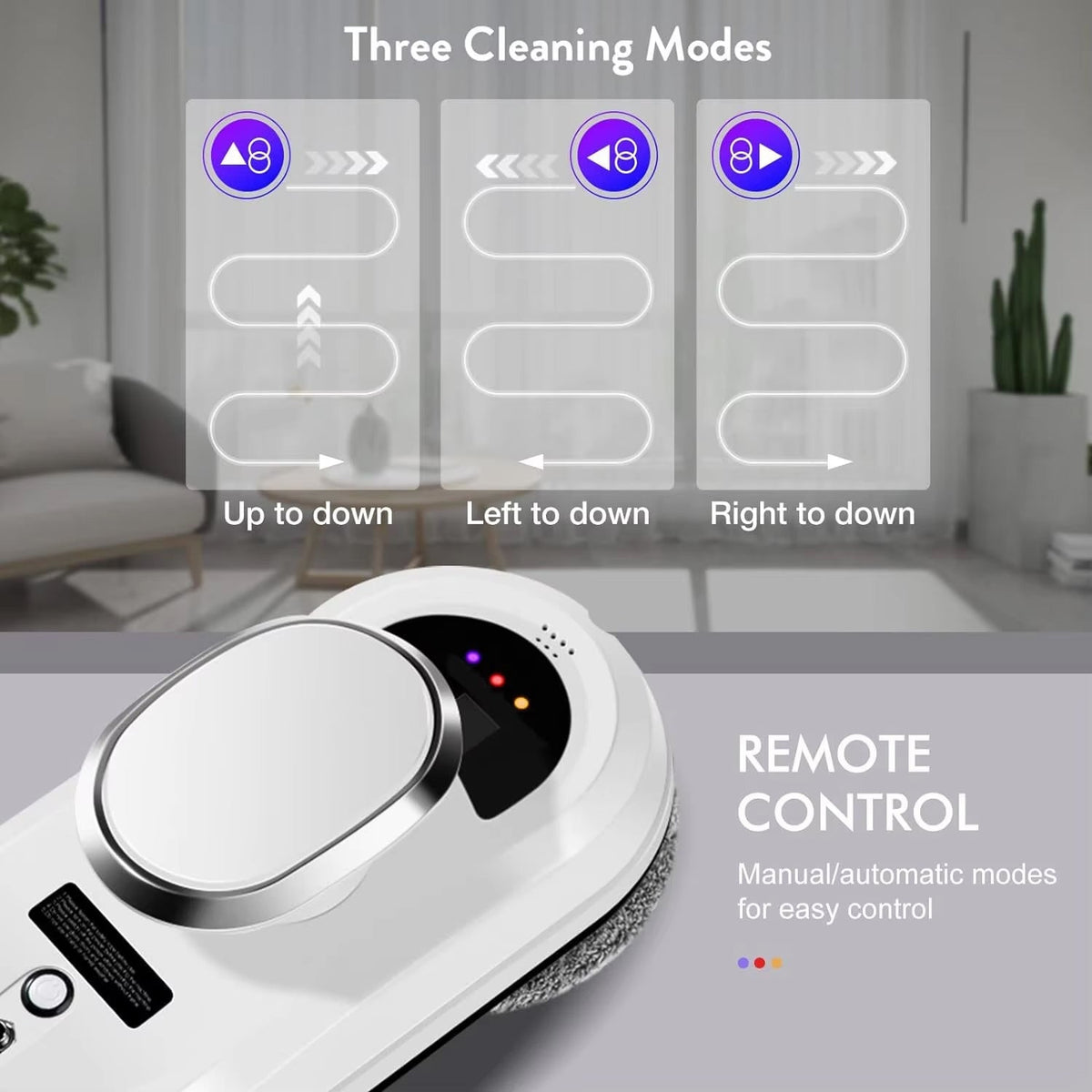 Robot Window Cleaner AI Path Mapping 5600Pa Suction