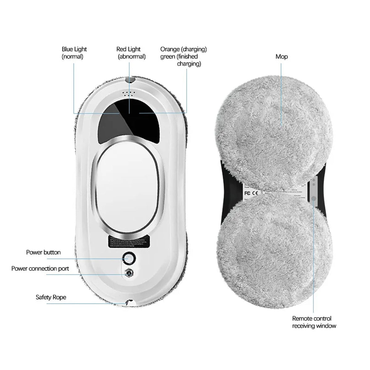 Robot Window Cleaner AI Path Mapping 5600Pa Suction