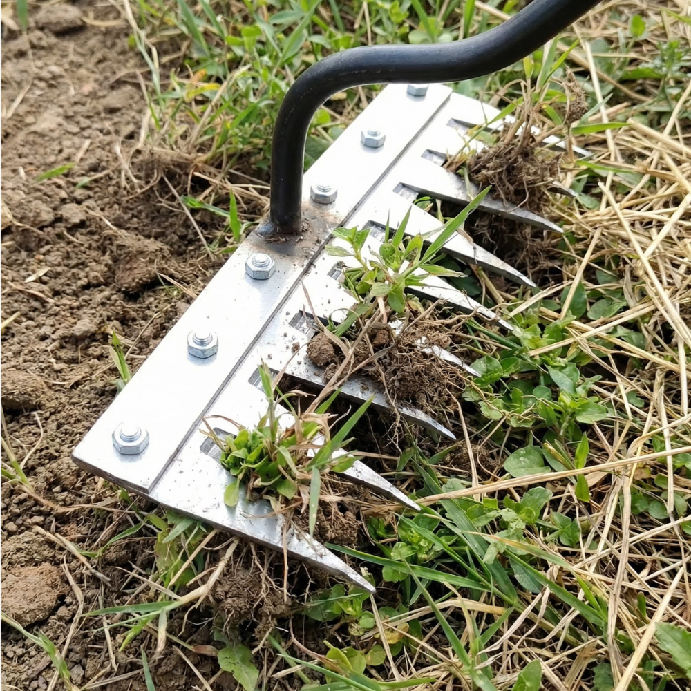 Robust Steel Ergonomic Weed Rake (5–7 Teeth)