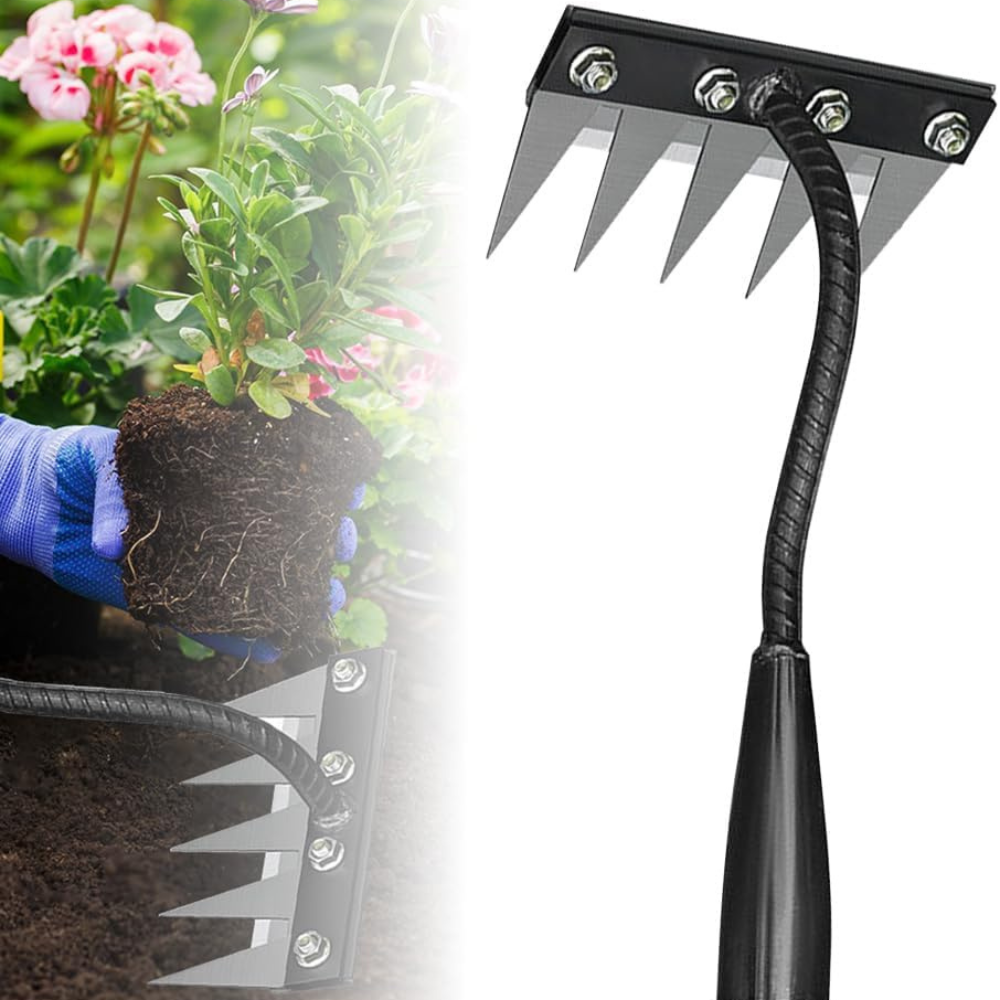 Robust Steel Ergonomic Weed Rake (5–7 Teeth)