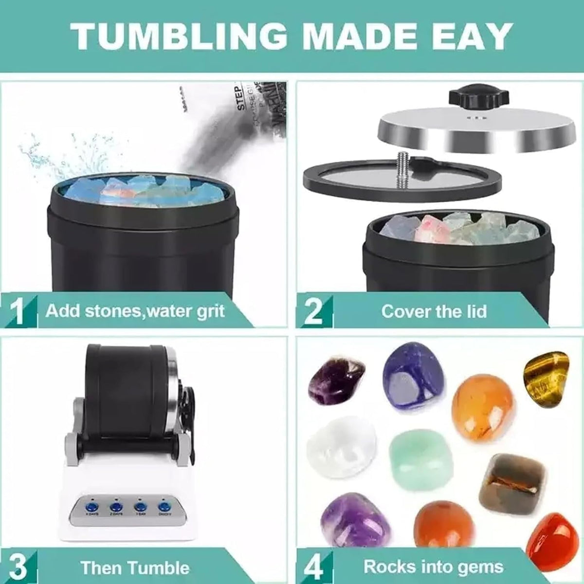 Rock Tumbler Quiet & Leak-Proof Digital Timer