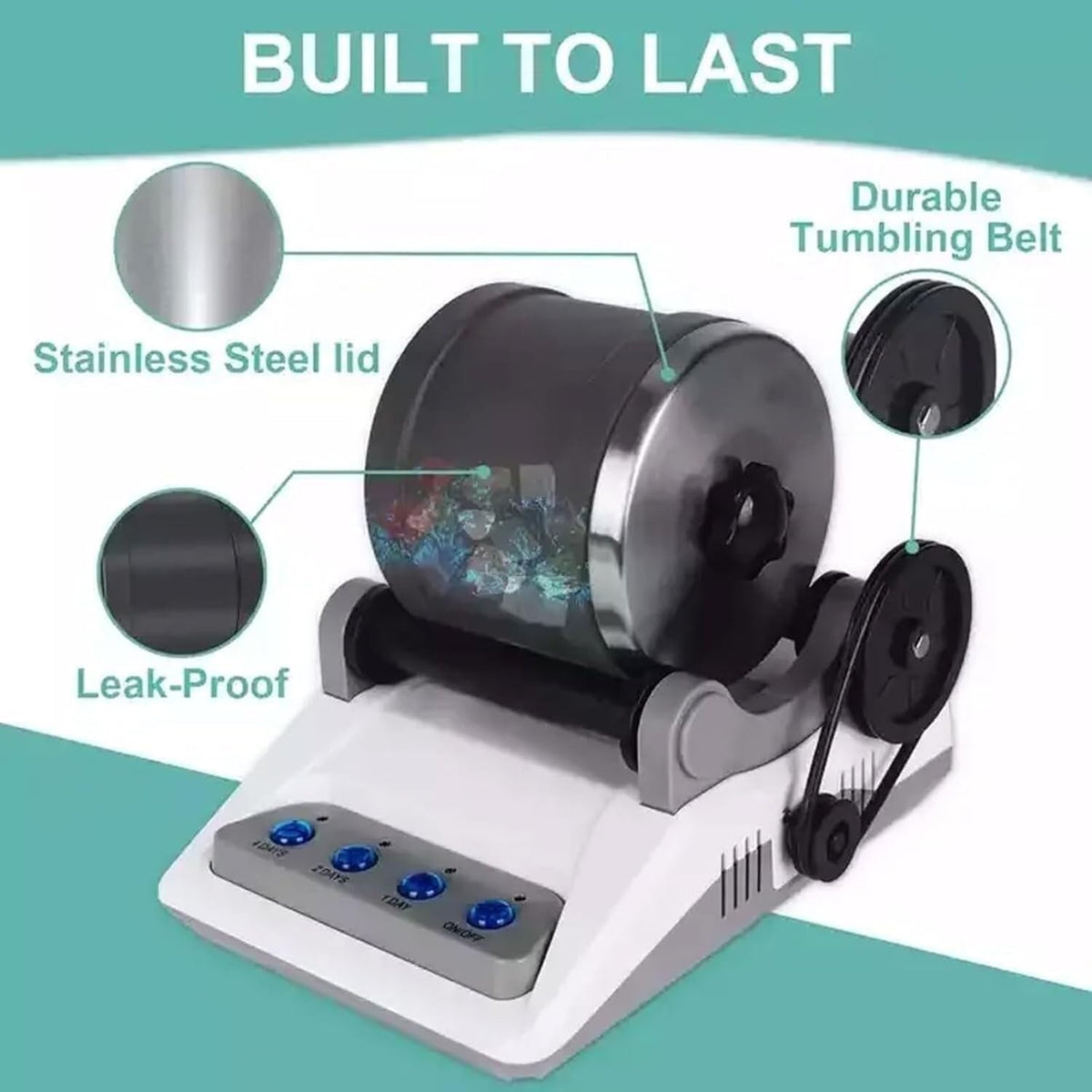 Rock Tumbler Quiet & Leak-Proof Digital Timer