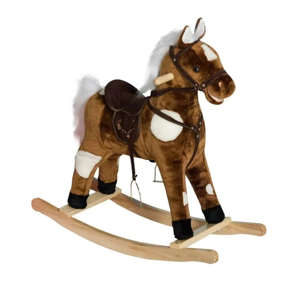 Rocking Horse Plush With Nursery Rhymes & Metal Frame