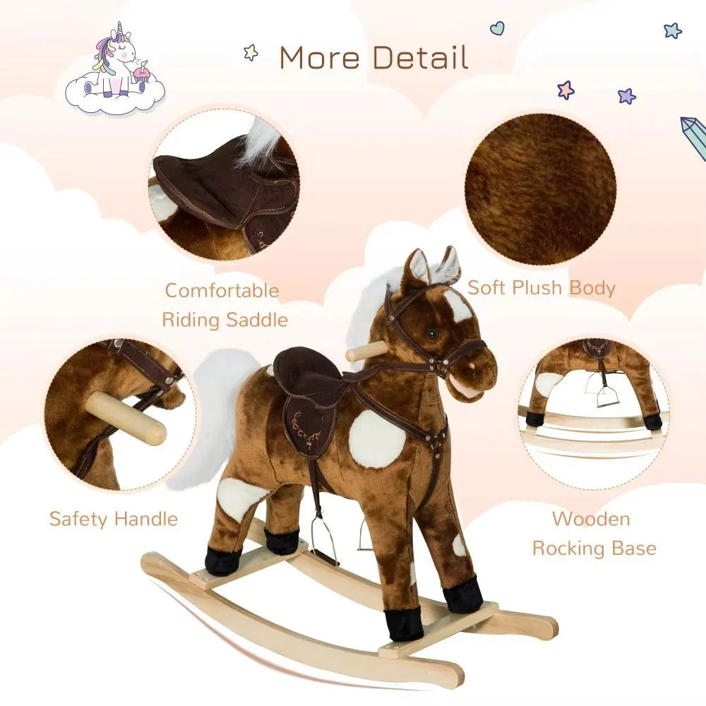 Rocking Horse Plush With Nursery Rhymes & Metal Frame
