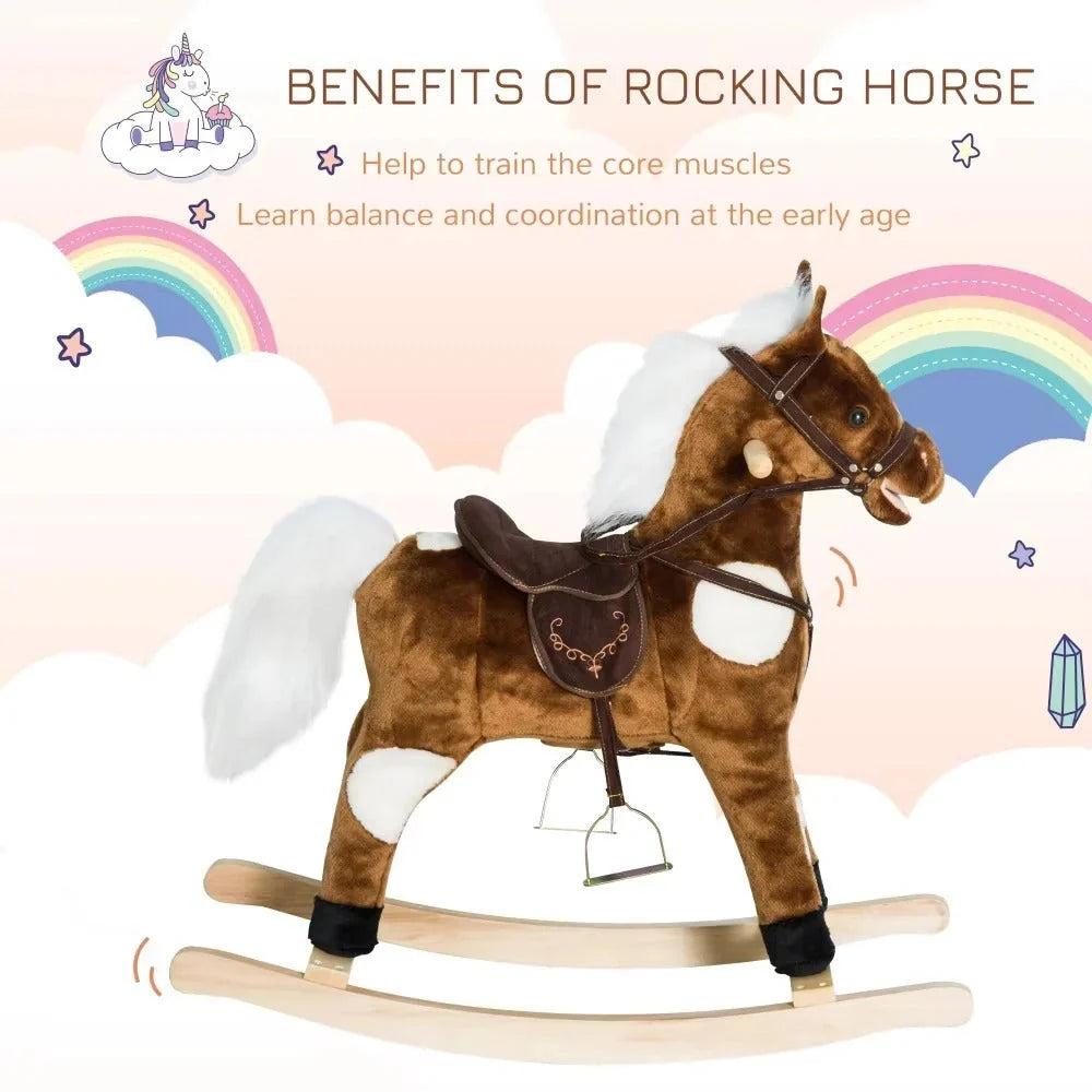 Rocking Horse Plush With Nursery Rhymes & Metal Frame