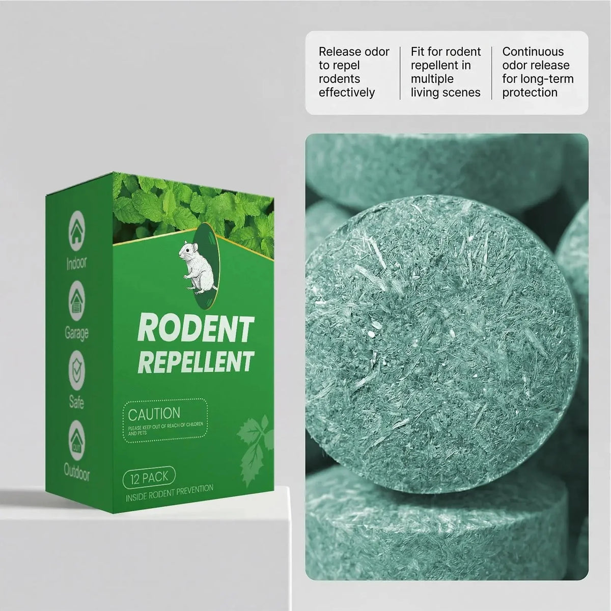 Rodent Repellent Tablets Peppermint Oil Pet-Safe Pack of 12