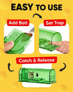 Rodent Trap Humane No-Touch Release Clear & Ventilated Housing