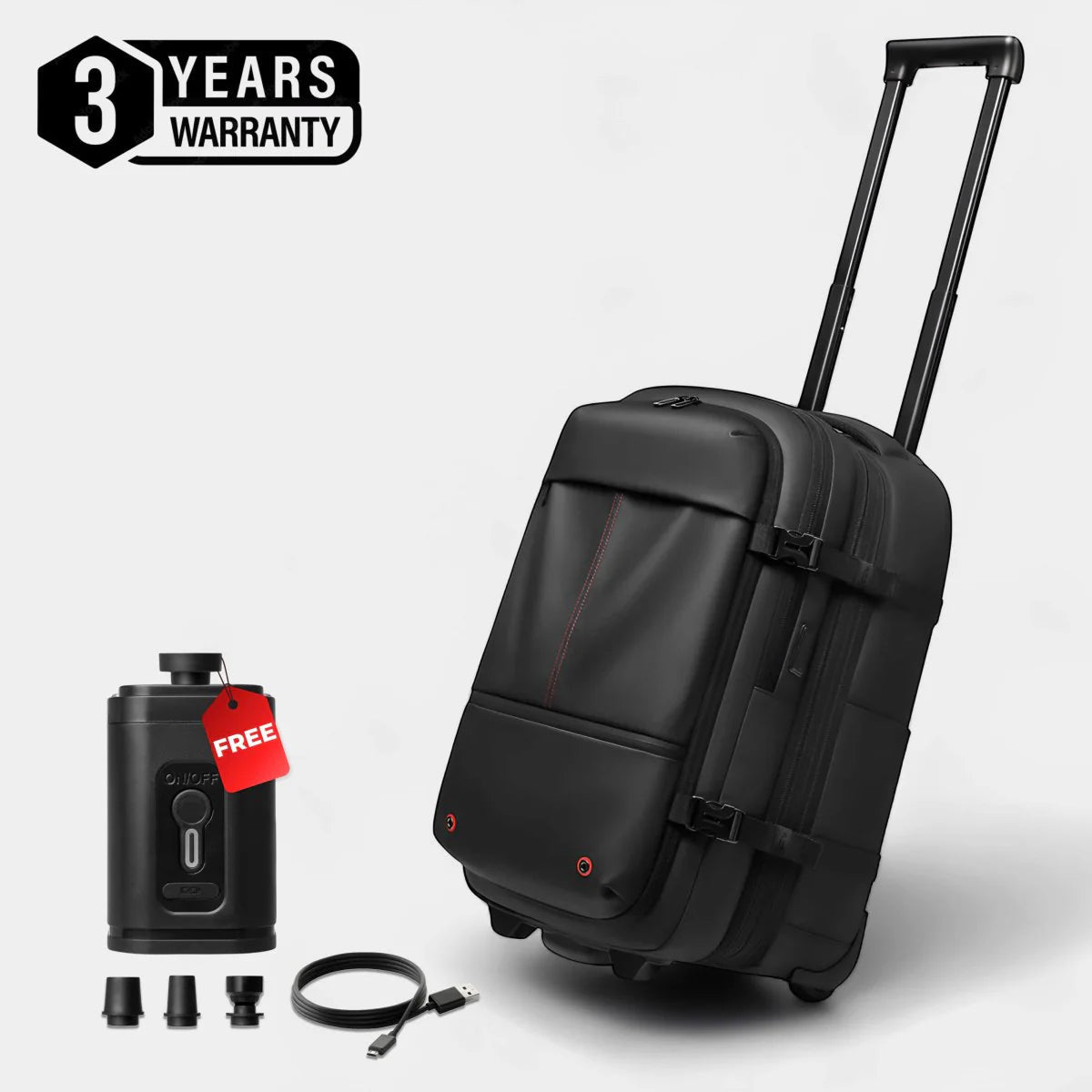 Rolling Carry-On Backpack Vacuum Compression TSA-Approved Lock