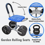 Rolling Garden Seat Ergonomic 360-Degree Swivel & Adjustable Height