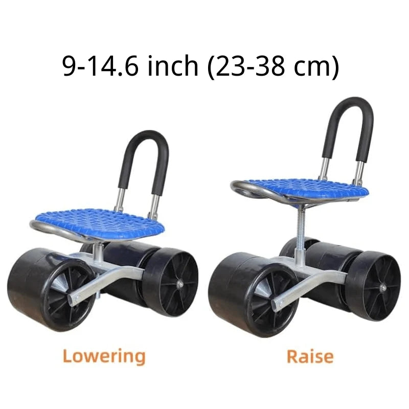 Rolling Garden Seat Ergonomic 360-Degree Swivel & Adjustable Height