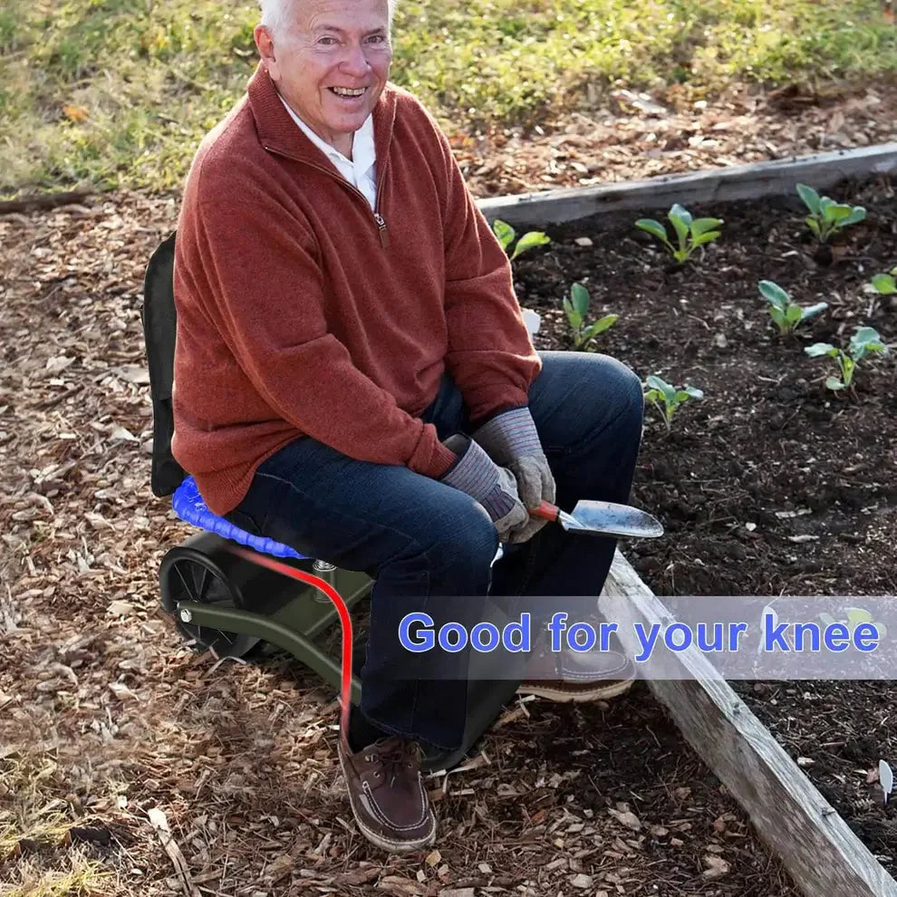Rolling Garden Seat Ergonomic 360-Degree Swivel & Adjustable Height
