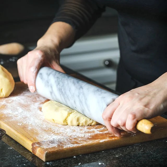 Rolling Pin Marble Surface & Wooden Handles