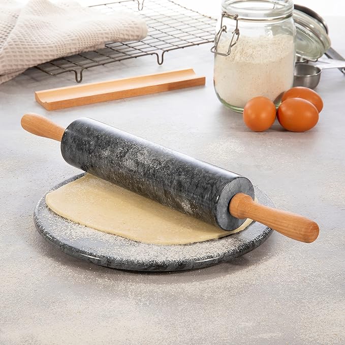 Rolling Pin Marble Surface & Wooden Handles