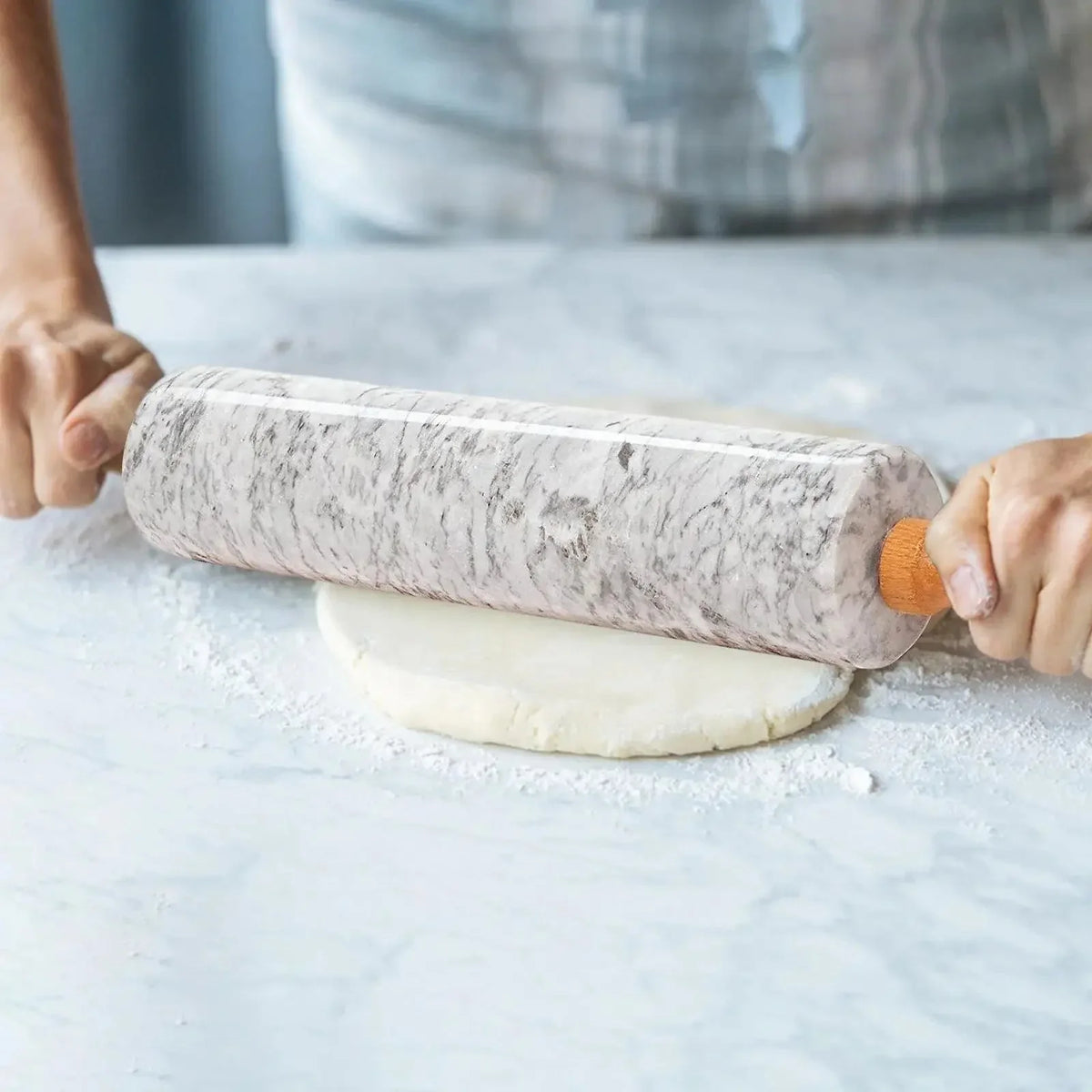 Rolling Pin Marble Surface & Wooden Handles