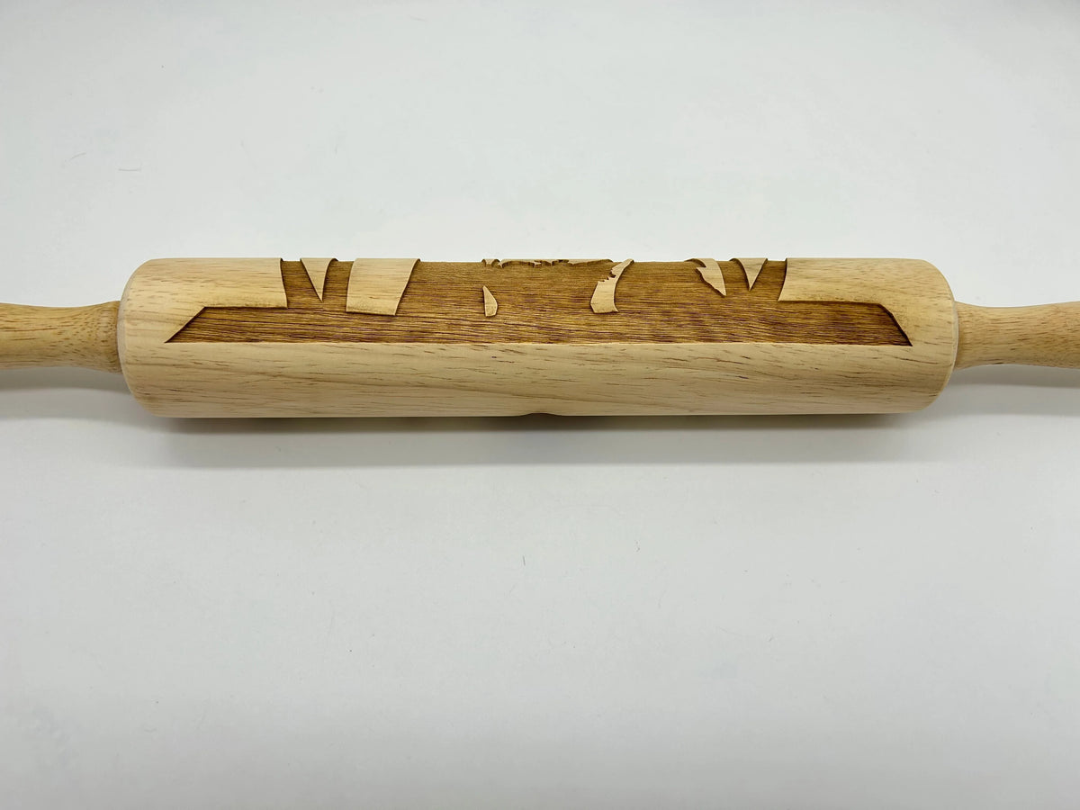 Rolling Pin Nativity Embossed 10-Inch Wood