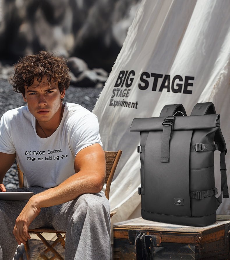 Rolltop Backpack Expandable Water-Repellent Anti-Theft Pocket
