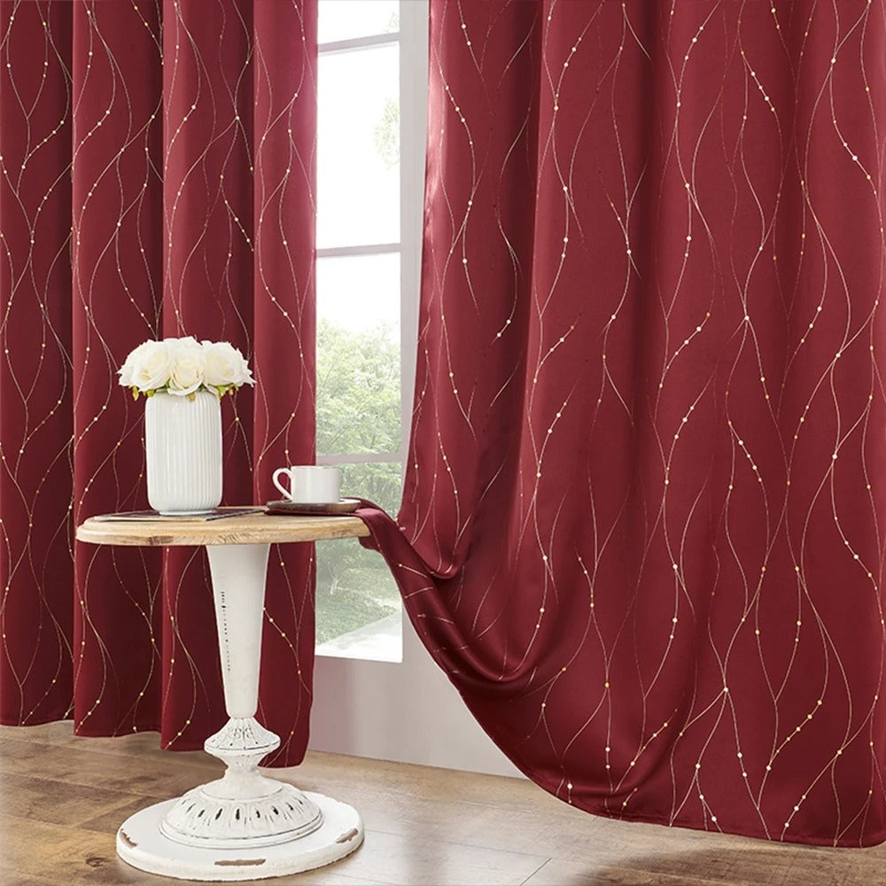 Room-Darkening Gleaming Wave Blackout Curtain (Grommet Top)