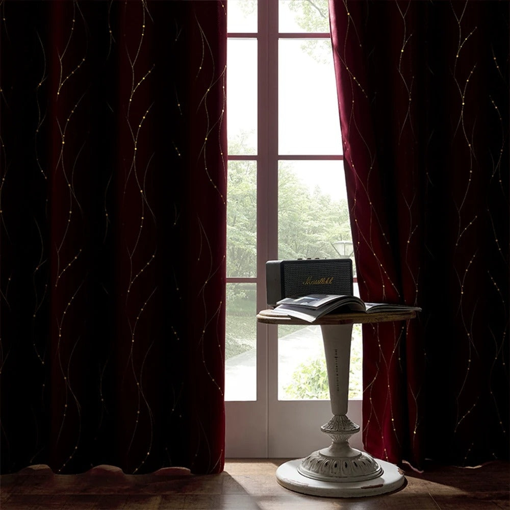 Room-Darkening Gleaming Wave Blackout Curtain (Grommet Top)