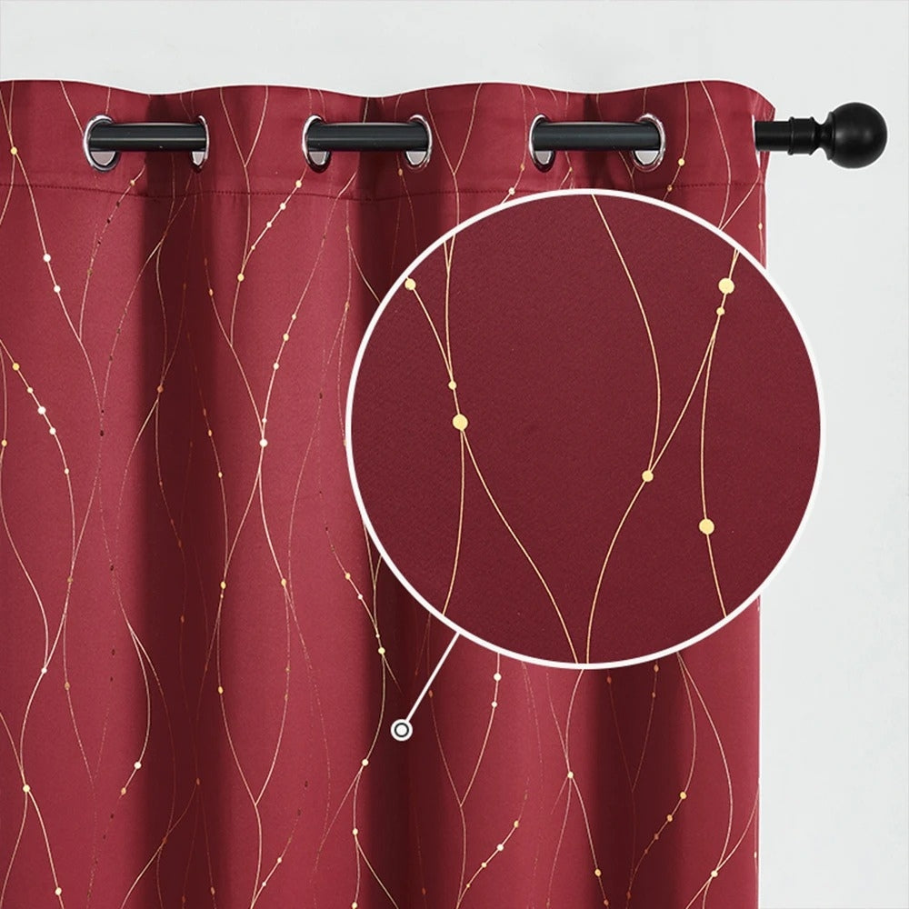Room-Darkening Gleaming Wave Blackout Curtain (Grommet Top)