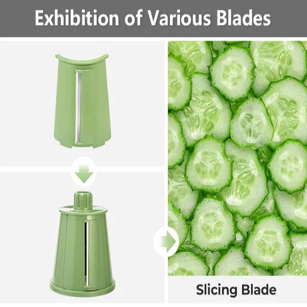 Rotary Grater One-Handed Suction Base Five Stainless Steel Blades