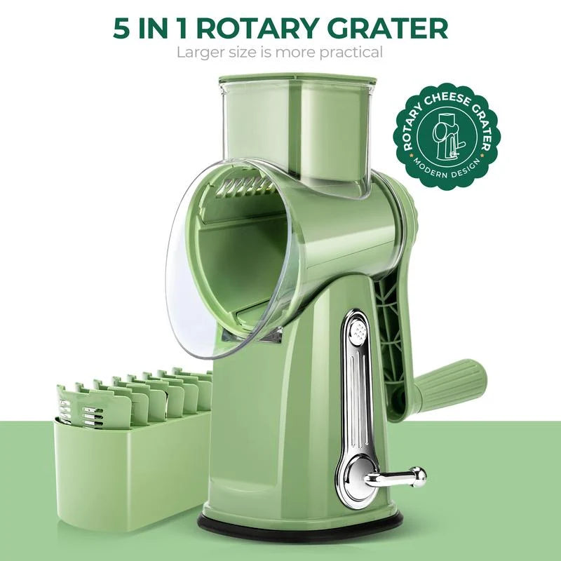 Rotary Grater One-Handed Suction Base Five Stainless Steel Blades