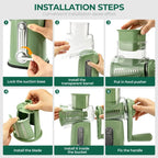 Rotary Grater One-Handed Suction Base Five Stainless Steel Blades