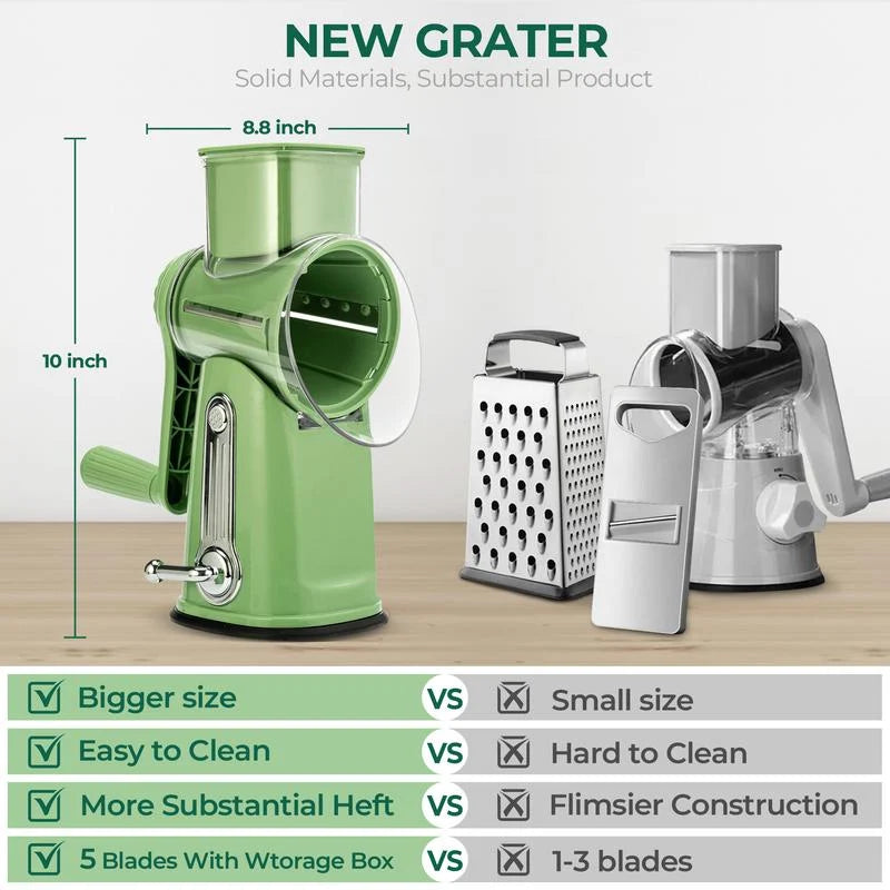 Rotary Grater Suction Cup Base 5 Stainless Steel Blades