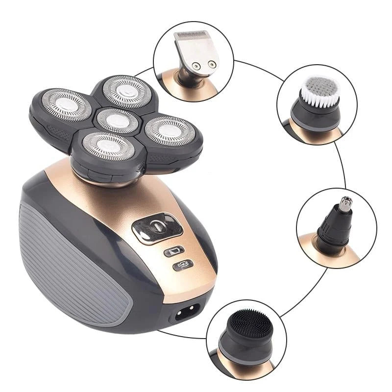 Rotary Shaver Five Rotating Heads Waterproof & USB Rechargeable