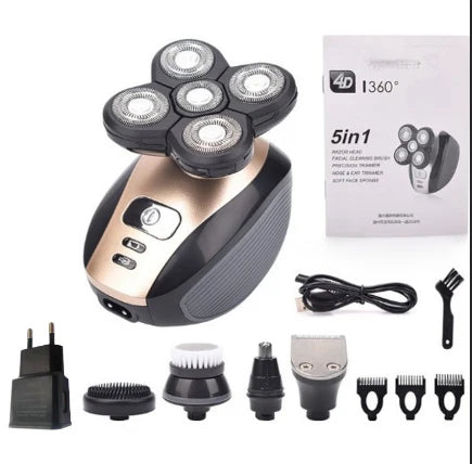 Rotary Shaver Five Rotating Heads Waterproof & USB Rechargeable
