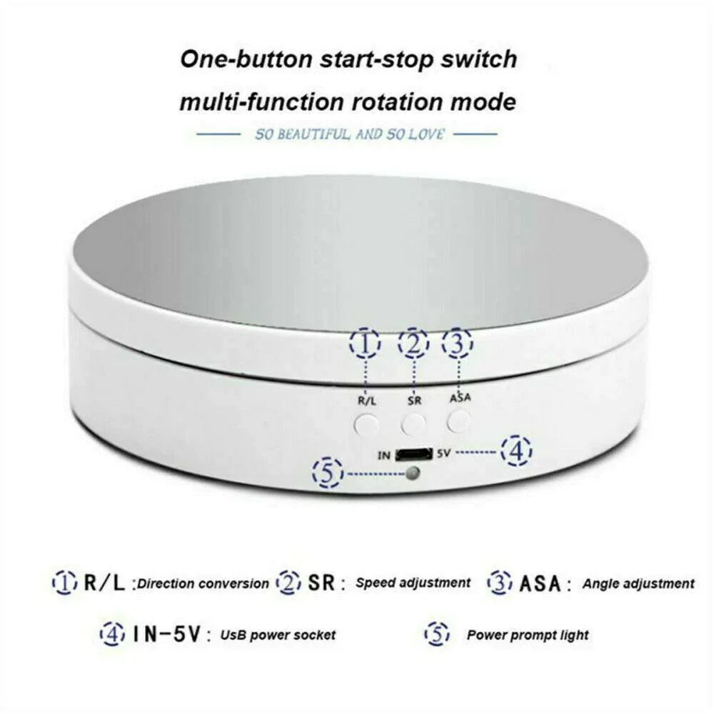 Rotating Display Stand 360-Degree Quiet Motor Dual Power